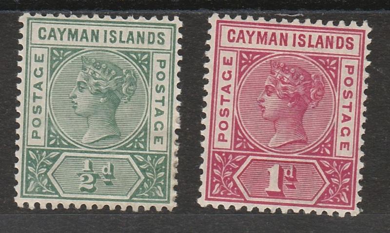 CAYMAN ISLANDS 1900 QV SET 1/2D AND 1D