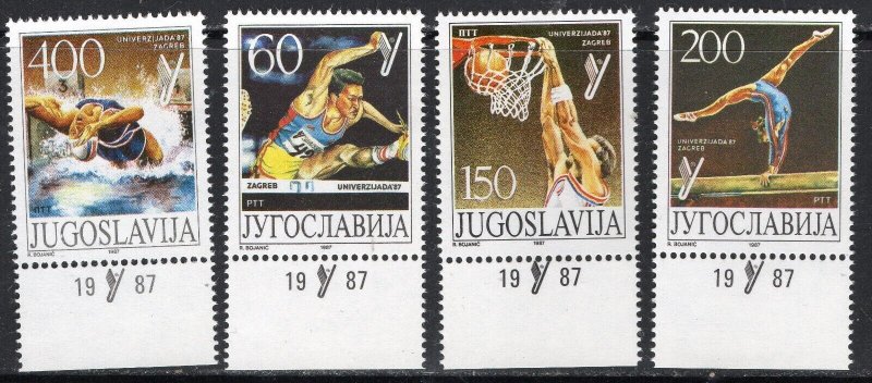 Thematic stamps YUGOSLAVIA 1987 UNIV GAMES 2392/5 mint