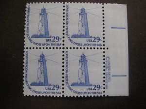 Scott 1605, 29c Lighthouse, Copy block of 4 RM, shiny gum, MNH Americana Beauty