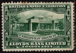 1924 Great Britain Poster Stamp British Empire Exhibition Lloyds Bank (Blue)