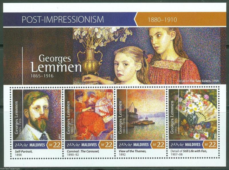 MALDIVES 2015 POST IMPRESSIONISM GEORGES LEMMEN  SHEET MINT NH