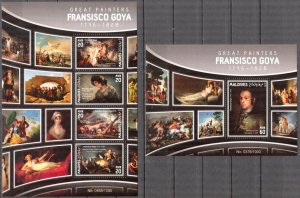 Maldive Islands 2016 Art Paintings Francisco Goya Sheet + S/S MNH