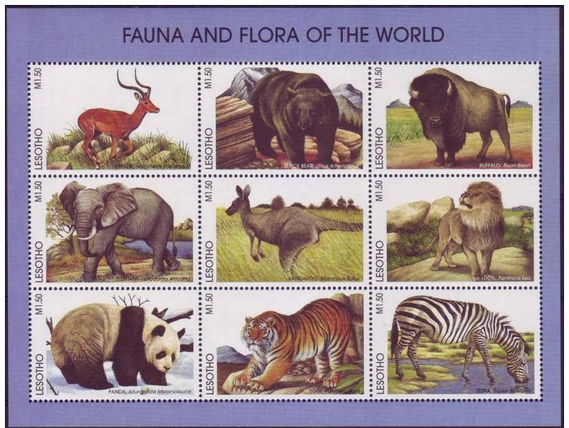 LESOTHO SHEET MNH WILDLIFE FAUNA AND FLORA