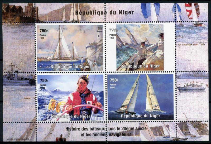 Niger 1998 MNH History of Ships & Navigators Sailing Boats 4v M/S Stamps