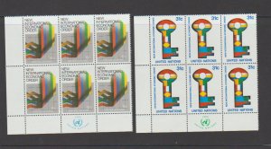 United Nations NY 316-317 Inscription Blocks of 6 LL New Intl Economic Order MNH