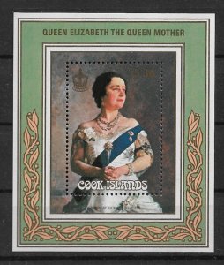 Cook Islands 1985 Sc#875 ELIZABETH QUEEN MOTHER 85th.BIRTHDAY Souvenir Sheet MNH