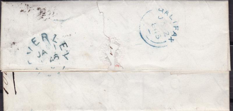 Great Britain 1846 Queen Victoria 1d Bluish Folded Letter  Beverley to Halifax.