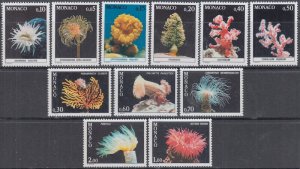 MONACO Sc # 1259-69 CPL MNH SET of 11 CORALS - MARINE LIFE