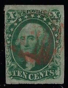 Scott #15 - $170.00 – F/VF-used – Gorgeous red cancel.  Showpiece!