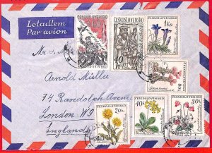 aa0623 - CZECHOSLOVAKIA - Postal History - AIRMAIL COVER  1961 - Flowers