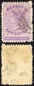 Ceylon SG48b 1/2d Reddish Lilac Wmk CC Cat 65 pounds