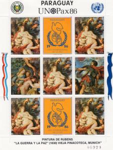 Paraguay 1986 Rubens/Year of the Peace Sheetlet  (5+4L) Mi.#4045