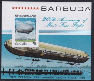 Barbuda MNH S/S 581 Graf Zeppelin 200 Ann. Man's 1st Flight 1983