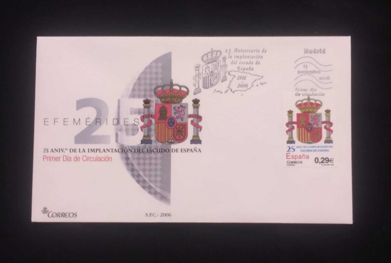 MI) 2006 SPAIN, FDC, 25TH ANNIVERSARY OF THE IMPLEMENTATION OF THE NEW COAT