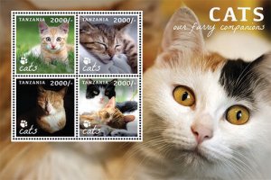 Tanzania 2013 - Cats Sheet of 4 Stamps - MNH