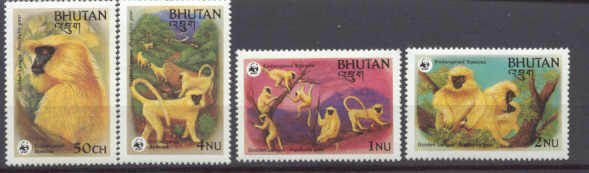 Bhutan Mi.840-43 MNH WWF/Monkies