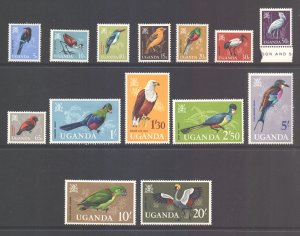 Uganda Scott 97/110 - SG113/126, 1965 Birds Set MH*