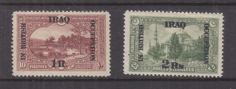 IRAQ, 1918 British Occupation, 1r. on 10pi. & 2r. on 25pi., lhm., thin on 2r.