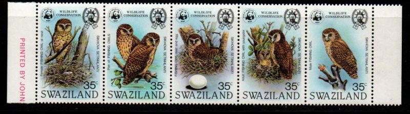 Swaziland Sc 405 1982 Fishing Owl WWF stamp strip mint NH