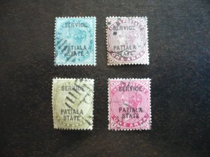 Stamps-Indian Convention State Patiala-Scott#O8-O17- Used Part Set of 4 Stamps