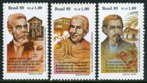 Brazil 2211-2213,MNH. Writers: C.de Abreu,Cora Coralina,Joaguim M.de Assis,1989