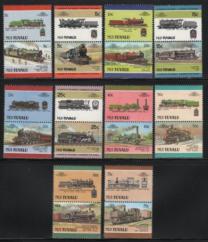 Tuvalu, 3 Short Sets 46 Stamps ~ 23 Pairs ~ Locomotives ~ Unused, MXH (1984-86)