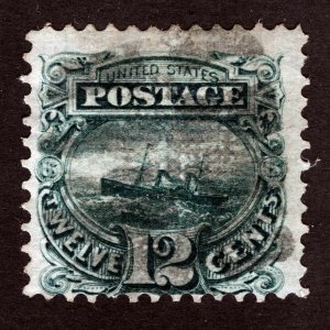 US Sc 117 Green 12¢ 1869 G Grill Black Cork Cancel *Oak Lot