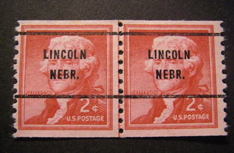 Precancel - Scott 1055 - Line Pair - NE - LINCOLN