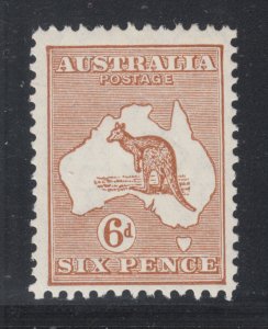 Australia Sc 96 MLH. 1929 6p brown Kangaroo, fresh, VLH.