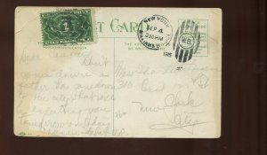 JQ1 Parcel Post Postage Due Stamp on Nice 1915 Picture Post Card (JQ1-C3)