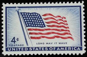 1957 4c 48 Star U.S. Flag, Long May It Wave Scott 1094 Mint F/VF NH