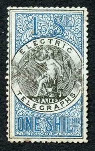 New South Wales SGT41871 Telegraph 1/- black and bright blue