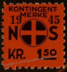 Norway Germany 1945 Fascist Party 1.50Kr Revenue Stamp MNH 76841