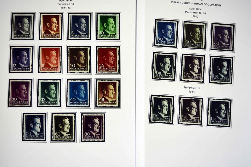 COLOR PRINTED OCCUPIED POLAND 1915-1944  STAMP ALBUM PAGES (15 illust. pages)