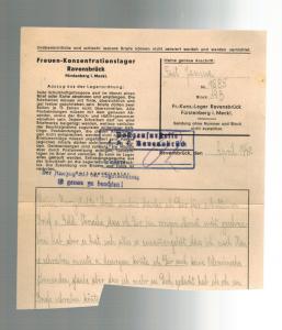 1942 Germany Ravensbruck Concentration Camp Cover KZ to Graz Austria Janina Fait