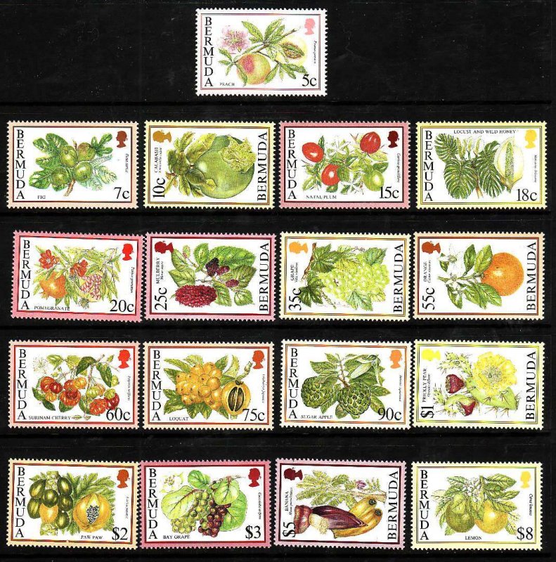 Bermuda-Sc#668-84- id6-unused NH set-Flowering Fruits-1994-5-