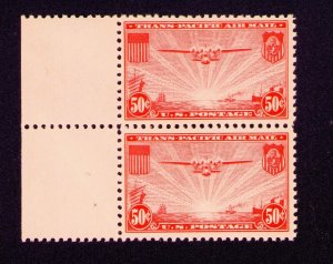 US Air Mail Stamp C22 MNH China Clipper Trans Pacific 50¢ Margin Pair 1937