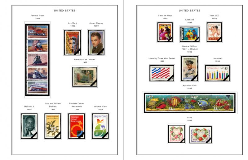 COLOR PRINTED U.S.A. 1991-1999 STAMP ALBUM PAGES (143 illustrated pages)