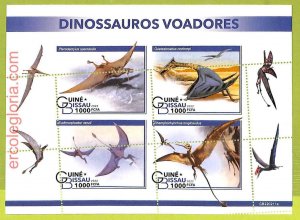 B0347 - GUINE-BISSAU - MISPERF ERROR Stamp Sheet - 2022 - FLYING DINOSAURS-