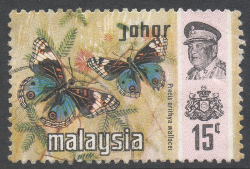 Malaya Johore Scott 181 - SG180, 1971 Butterflies 15c used