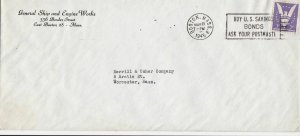 U.S. GENERAL SHIP AND ENGINE WORKS, Boston, Mass. Slogan 1945 Stamp Cover  47236