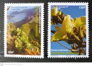 2022/01- FRENCH POLYNESIA- POLYNESIA FLOWERS    2V  MNH **