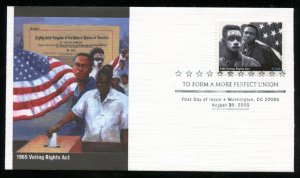 US 3937b Form Perfect Union 1965 Voting Rights Act UA Fleetwood cachet FDC