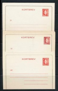 NORWAY Mi. K18-20 POSTAL STATIONERY LETTER CARDS