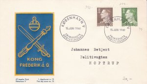 Denmark 1961 King Frederik Illustrated King Stamps FDC Cover to Hoptrup Rf 45688