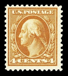 Scott 503 1917 4c Brown Washington Perforated 11 Issue Mint F-VF OG LH Cat $8.50