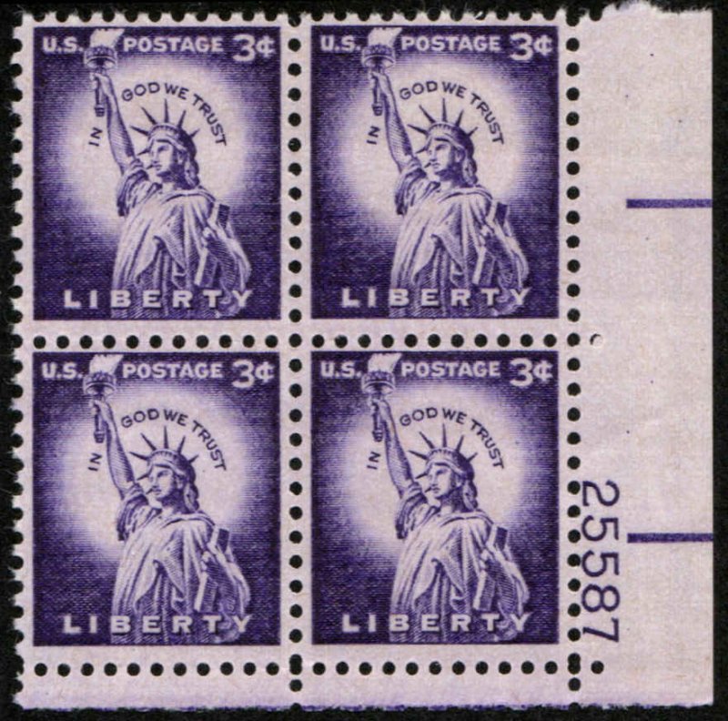 US #1035c LIBERTY MNH LR PLATE BLOCK #25587