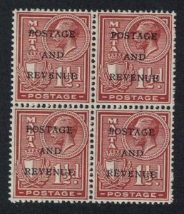 Malta George V 1½d. - brown Block of 4 1926 MNH SG#178