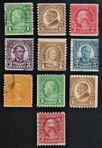 US #597-606 Used Complete Set of 10 (No 599A)