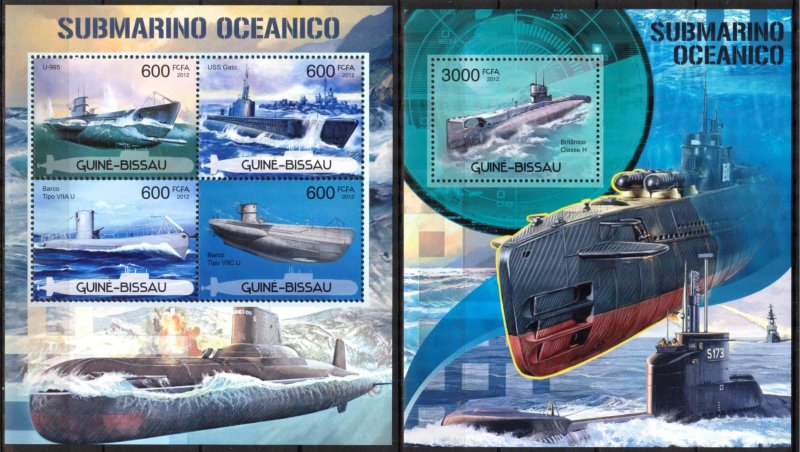 Guinea Bissau 2012 Ships Submarines Sheet + S/S MNH